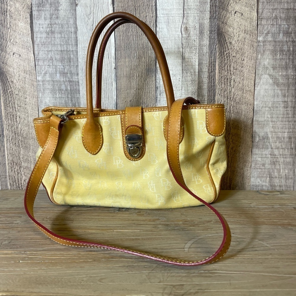 Dooney & Bourke Leather Trim Canvas Satchel Crossbody